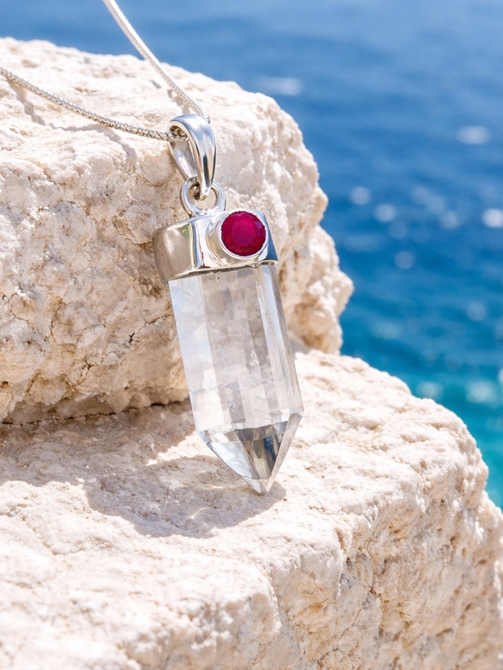White Quartz & Garnet Necklace - Picture 7 of 13